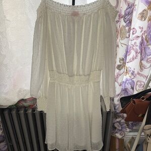 Leyden Cream Off-Shoulder Long Sleeve Dress